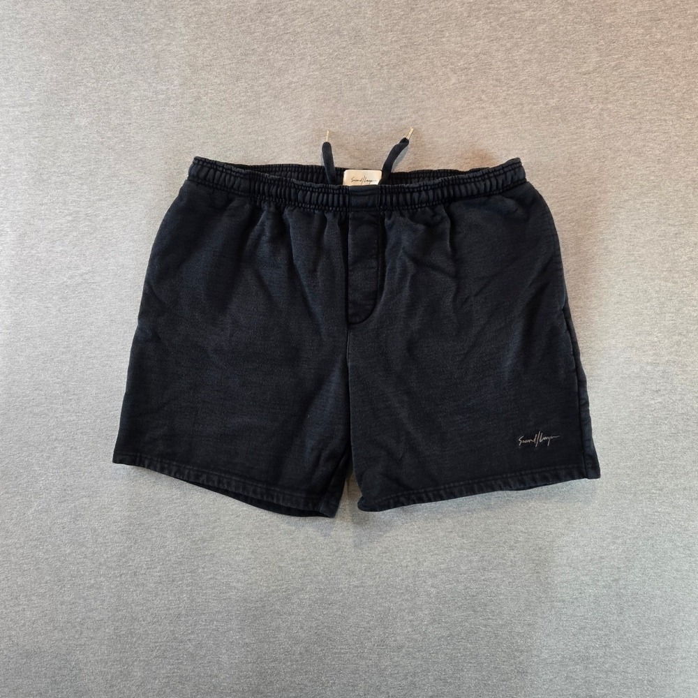 Second/Layer Sweat Shorts Mens XL Black Embroidered Athleisure Made in Portugal